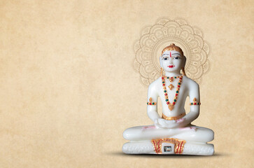 Happy Mahavir jayanti JAIN GOD IDOL picture of the deity Mahavira sculpted