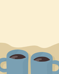 Hand drawn illustration card of a cup of coffee