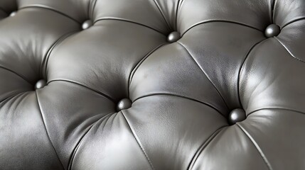 Naklejka premium Luxurious Cream Leather Upholstery with Button-Tufted Pattern - Closeup Texture Background