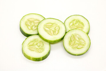 Cucumber slice in isolated background, Cucumber silce in white background