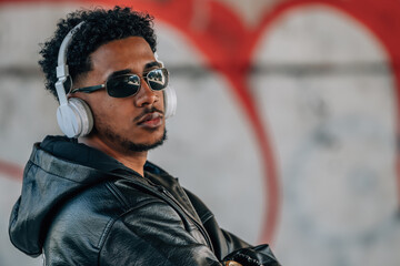 portrait of a young man with headphones