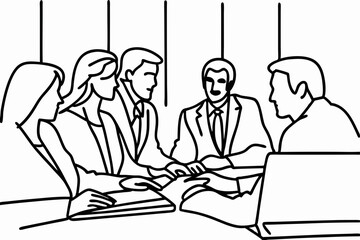 business people in office in Continuous Line Art Style 