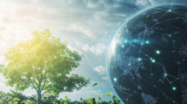 An AI powered system automating climate change predictions by analyzing real time environmental and atmospheric data, futuristic AI-driven climate modeling platform, Environmental technology style