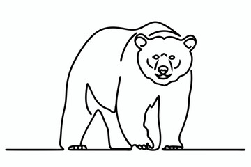 Majestic Bear Line Art Drawing - Intricate Sketch of Wild Bear