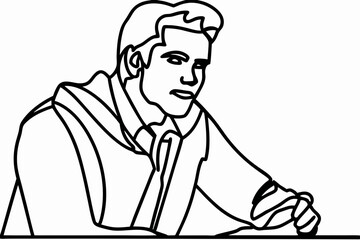 Minimalist Line Art Drawing of a Man - Abstract Sketch of a Male Figure in Black and White