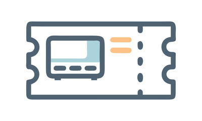 Train Ticket Icon Vector, Railway Ticket Illustration, Travel Pass for Train Graphic, Train Journey Ticket Design, Rail Transport Ticket Symbol