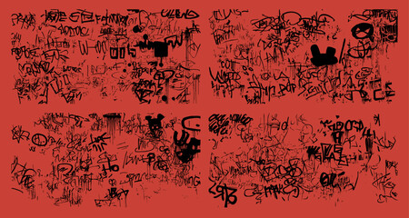 Graffiti 2D Illustration Pattern 4x Set © Artem