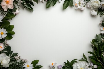 Floral arrangement framing blank space, showcasing delicate blos