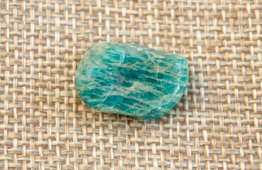 Amazonite also known as amazonstone Semi-Precious Gemstones on white textured background