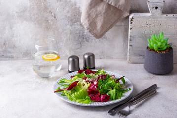 Bowl of fresh green salad mix
