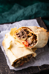 Doner kebab or shawarma with meat