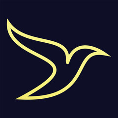 creative bird outline golden logo. line art bird  logo. bird logo vector icon illustration,