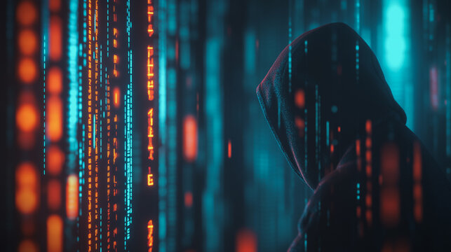 Hackers are planning to hack and attack Zeroday networks and cyber security systems in Smart digital city with Data center on cloud cyber security and Blue Binary Data Software Programming Code