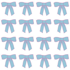 Flirtatous ribbon bows vector seamless pattern with transparent background in retro vintage style for wallpaper background, fabric design, scrapbooking. Flat girly illustrations