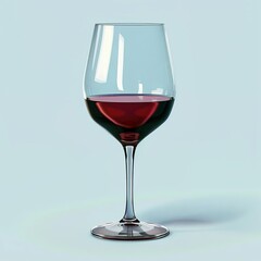 Illustration of a glass of red wine on a light blue background, high resolution, no text or logo,