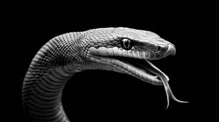 Obraz premium Close Up Portrait Of A Snake Head Against Black Background