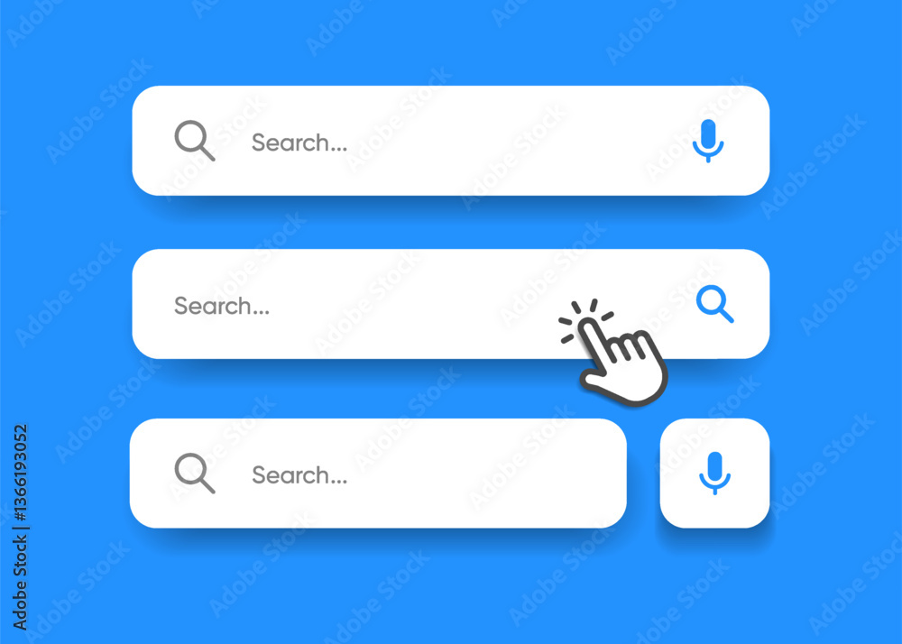 Fototapete Search Bar with suggestions for UI UX design and web site. Search Address and navigation bar icon. Collection of search form templates for websites. Search engine web browser window template