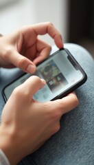 A close-up view of a persons hands, one light and one dark, skillfully navigating a smartphone screen, showcasing modern technology in action. The image captures the essence of digital interaction