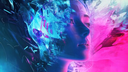 An AI powered system automating digital art creation by analyzing real time artistic trends and user preferences, futuristic AI-driven creative platform, Digital art technology style