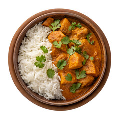 rice with chicken on transparent background