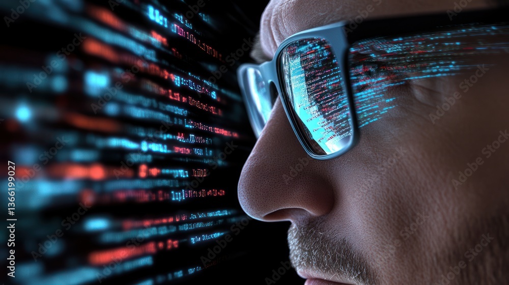 Poster cybersecurity expert: a hacker's intense focus on digital code