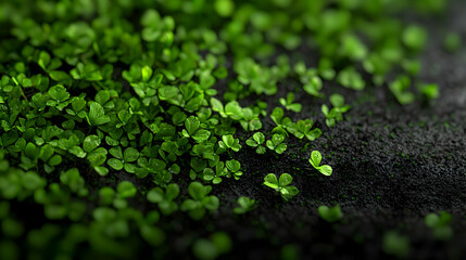 Close-Up View Of Fresh Green Plants On Dark Background