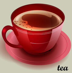Red cup of flavored tea. Vector illustration