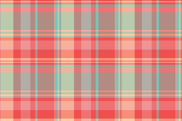 Geometry texture tartan seamless, back check vector textile. Refresh background plaid fabric pattern in red and pastel colors.