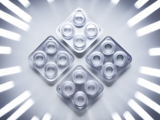 Contact Lenses, Vision Care, Healthy Eyes, Isolated On White. Eye Health, Focus, Clarity, And Blister Packs For Good Vision. Single Use For Sanitation And Wellbeing.