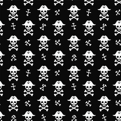 Halloween skull with hat and bones pattern background