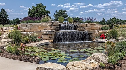 Obraz premium Waterfall Garden Landscape.