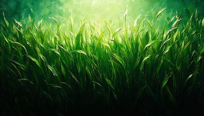 Lush Green Grass Glowing in Soft Natural Light

