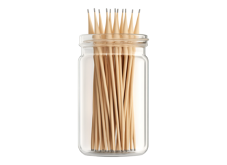 toothpicks in glass jar