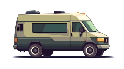 Fototapeta premium Van Located Cartoon Vector Illustration for Urban Navigation Services and Transportation Apps