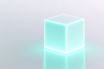 Obraz premium Glowing cube radiates ethereal light, creating serene and minima