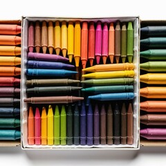 Colorful Crayons in a Box, Ready for Creative Fun