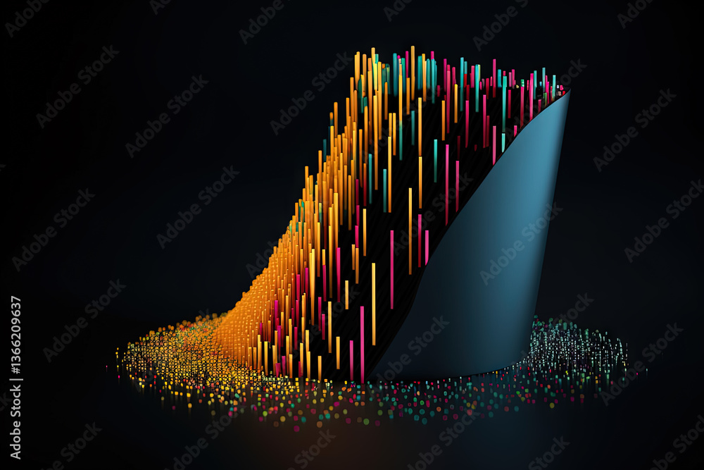 Poster 3d business graph with organized bars and information blocks. abstract infographic element. business