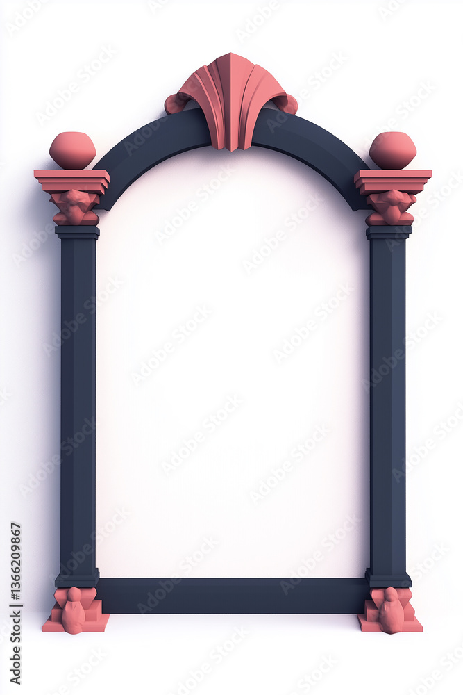 Poster minimalistic low-poly 3d frame with geometric design and pastel colors on a clean background