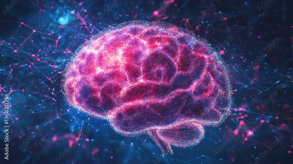 Aufkleber field of neurology, visualization of the brain. workings of the human mind concept, emphasizing the 