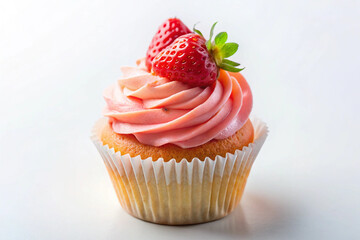 Delicious Strawberry Cupcake with Pink Frosting and Fresh Mint Garnish (3