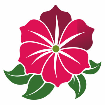 pink flower with green leaves clip art preview