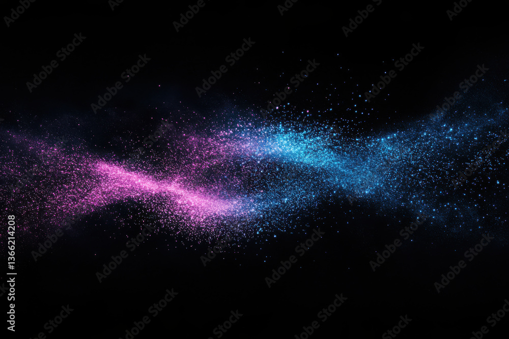 Aufkleber grainy abstract background, dark noisy poster black backdrop pink blue glowing color wave banner des