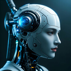 Futuristic robot head with gears