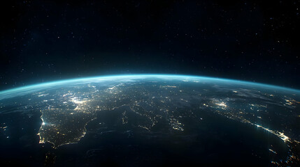 Obraz premium Earth At Night From Space With City Lights