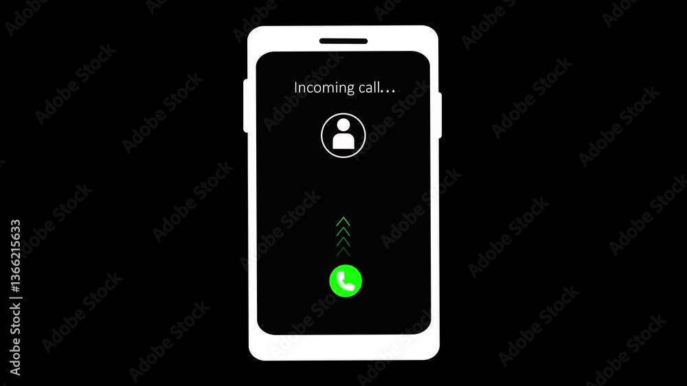Poster incoming call with accept and decline option animation on alpha channel. talking call screen phone c