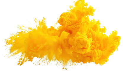 Yellow ink cloud spreading on transparent background