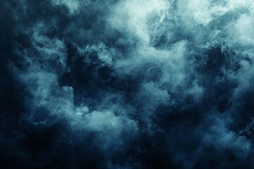 Fototapeta premium Dramatic Dark Blue Smoke Clouds Texture Background Digital Art Abstract Design Mysterious Fog Swirling Vapor Mysterious Atmosphere Moody Teal Color 