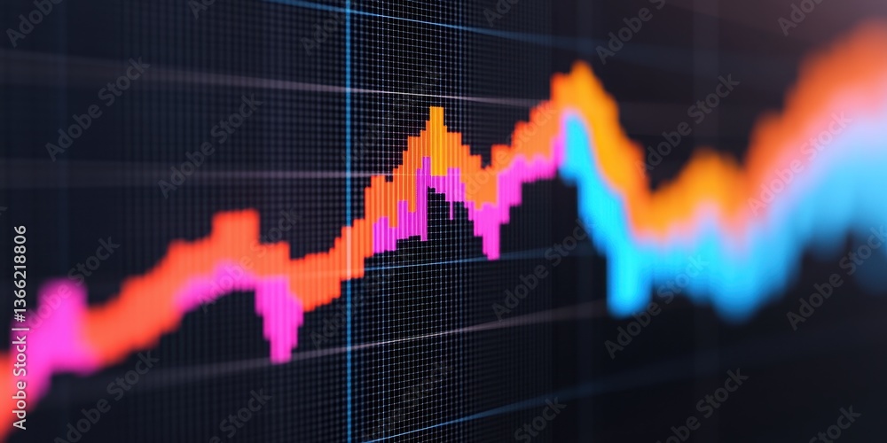 Aufkleber abstract financial data chart showcasing dynamic rising trend lines with vibrant hues representing p