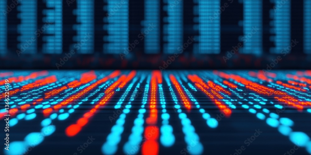 Aufkleber dynamic digital display showcasing intricate stock market trends with vibrant blue and red data poin