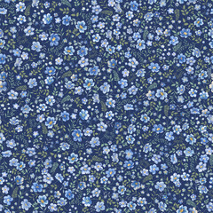 seamless floral pattern with small blue flowers